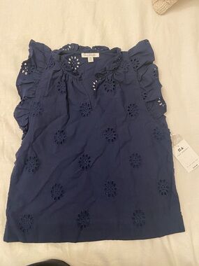 Sleeveless Eyelet Ruffle Camisole - Navy